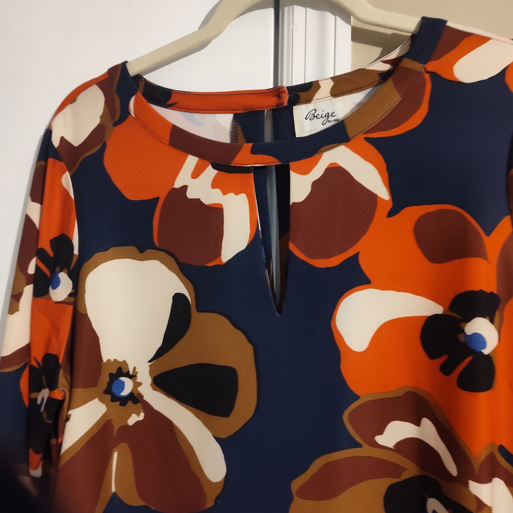 Floral Print Blouse in Orange and Brown